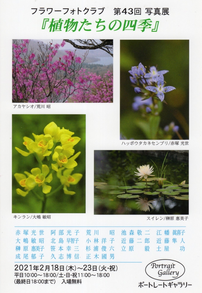 フラワーフォトグラブ第43回写真展 植物たちの四季 開催のお知らせ 21年２月23日まで イベント ツアー 旅と写真 Com